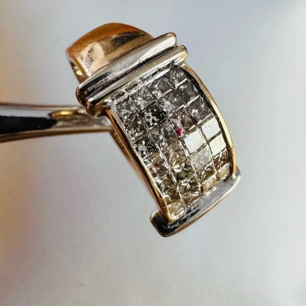 14K Yellow and White Gold Channel Set Band Ring Wedding Anniversary size 7